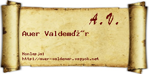 Auer Valdemár névjegykártya